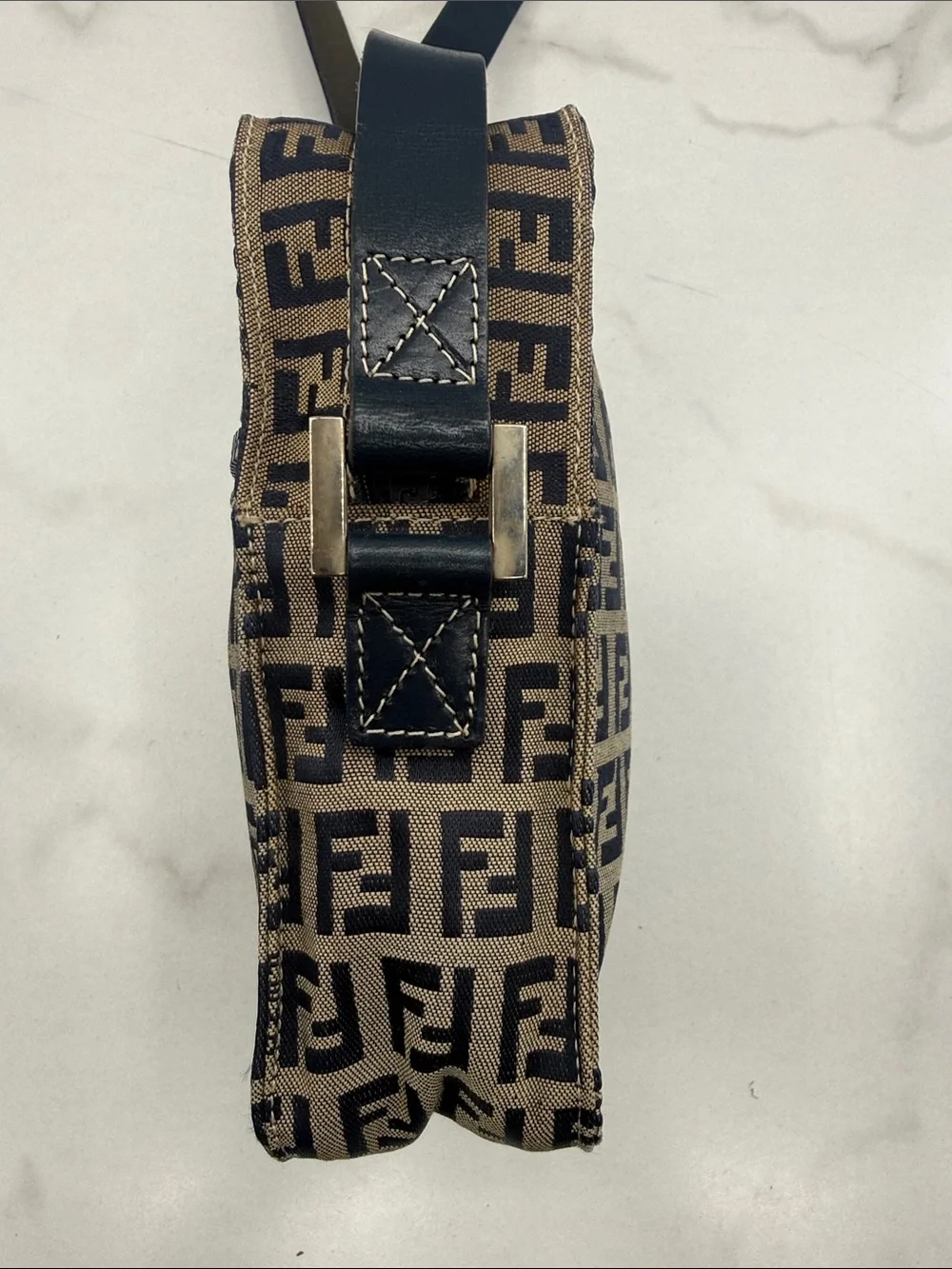 Fendi Brown and Black FF Logo Messenger Pouch